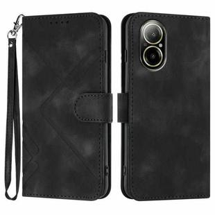 For Realme  12 Lite / C67 4G Global Line Pattern Skin Feel Leather Phone Case(Black)