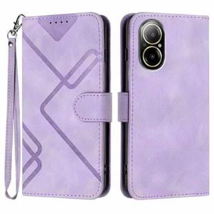 For Realme  12 Lite / C67 4G Global Line Pattern Skin Feel Leather Phone Case(Light Purple)