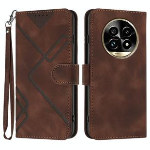 For Realme 13 Pro / 13 Pro+ Global Line Pattern Skin Feel Leather Phone Case(Coffee)