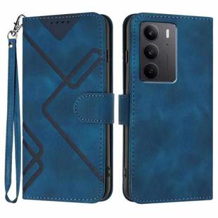 For Realme C75 Global Line Pattern Skin Feel Leather Phone Case(Royal Blue)