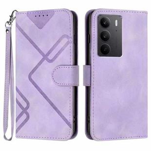 For Realme C75 Global Line Pattern Skin Feel Leather Phone Case(Light Purple)