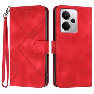 For Realme 14 / P3 5G Global Line Pattern Skin Feel Leather Phone Case(Red)