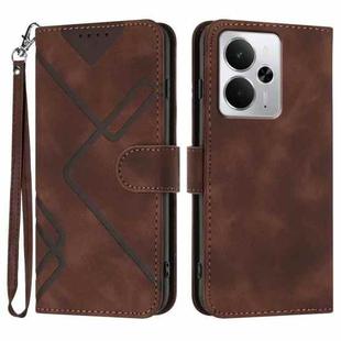 For Realme 14 / P3 5G Global Line Pattern Skin Feel Leather Phone Case(Coffee)