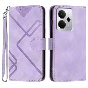 For Realme 14 / P3 5G Global Line Pattern Skin Feel Leather Phone Case(Light Purple)
