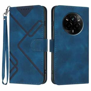 For Realme 14 Pro Line Pattern Skin Feel Leather Phone Case(Royal Blue)
