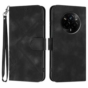 For Realme 14 Pro Line Pattern Skin Feel Leather Phone Case(Black)