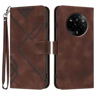 For Realme 14 Pro Line Pattern Skin Feel Leather Phone Case(Coffee)