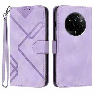 For Realme 14 Pro Line Pattern Skin Feel Leather Phone Case(Light Purple)