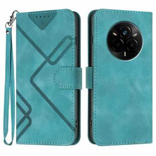 For Realme 14 Pro Line Pattern Skin Feel Leather Phone Case(Light Blue)