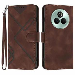 For Realme P3 Pro Line Pattern Skin Feel Leather Phone Case(Coffee)