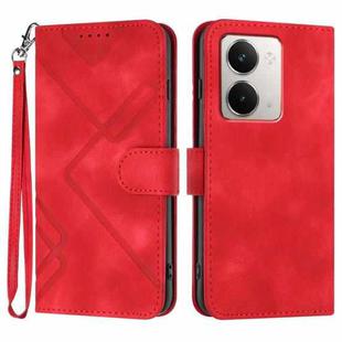 For Realme P3 Ultra 5G Line Pattern Skin Feel Leather Phone Case(Red)