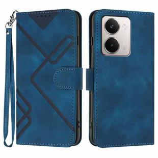 For Realme P3 Ultra 5G Line Pattern Skin Feel Leather Phone Case(Royal Blue)