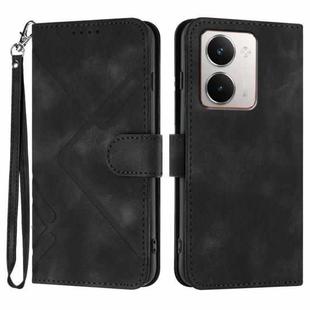 For Realme P3 Ultra 5G Line Pattern Skin Feel Leather Phone Case(Black)