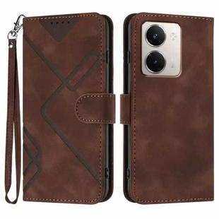 For Realme P3 Ultra 5G Line Pattern Skin Feel Leather Phone Case(Coffee)
