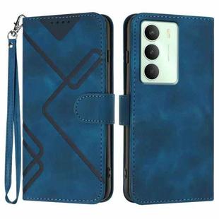 For Realme 14x Global Line Pattern Skin Feel Leather Phone Case(Royal Blue)