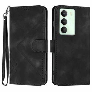 For Realme 14x Global Line Pattern Skin Feel Leather Phone Case(Black)