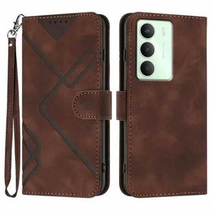 For Realme 14x Global Line Pattern Skin Feel Leather Phone Case(Coffee)