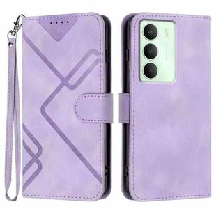 For Realme 14x Global Line Pattern Skin Feel Leather Phone Case(Light Purple)