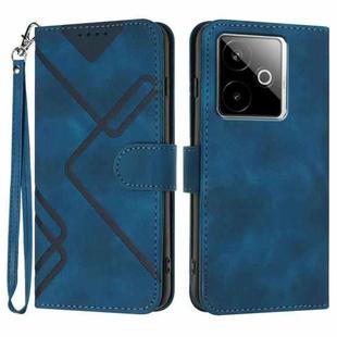 For Realme GT 7 India Line Pattern Skin Feel Leather Phone Case(Royal Blue)