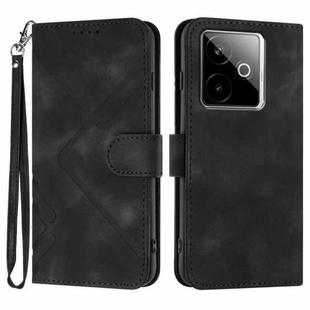 For Realme GT 7 India Line Pattern Skin Feel Leather Phone Case(Black)