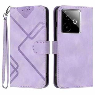 For Realme GT 7 India Line Pattern Skin Feel Leather Phone Case(Light Purple)