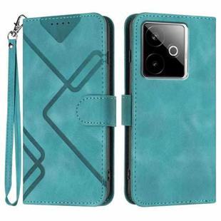 For Realme GT 7 India Line Pattern Skin Feel Leather Phone Case(Light Blue)