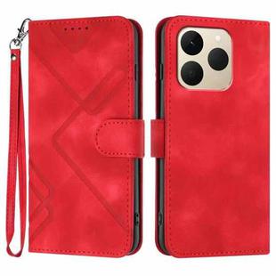 For Realme 15T 5G Line Pattern Skin Feel Leather Phone Case(Red)