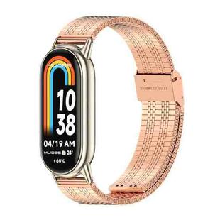 For Xiaomi Mi Band 8 / 9 / 9 NFC Mijobs Stainless Steel Metal Watch Band(Rose Gold+Light Gold)