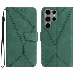 For Samsung Galaxy S23 Ultra 5G Stitching Embossed Leather Phone Case(Green)