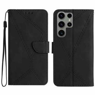 For Samsung Galaxy S23 Ultra 5G Stitching Embossed Leather Phone Case(Black)