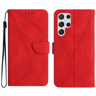 For Samsung Galaxy S22 Ultra 5G Stitching Embossed Leather Phone Case(Red)