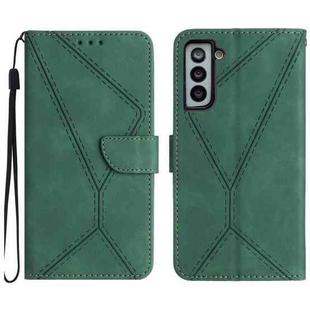 For Samsung Galaxy S21 5G Stitching Embossed Leather Phone Case(Green)