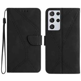 For Samsung Galaxy S21 Ultra 5G Stitching Embossed Leather Phone Case(Black)