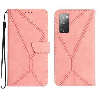 For Samsung Galaxy S20 FE Stitching Embossed Leather Phone Case(Pink)
