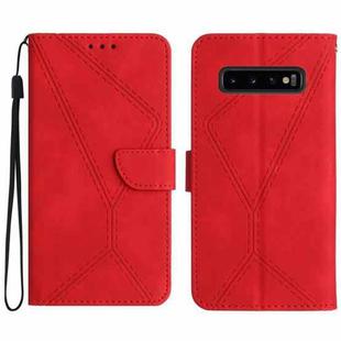 For Samsung Galaxy S10 Stitching Embossed Leather Phone Case(Red)