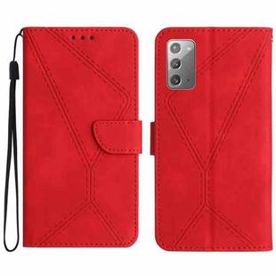 For Samsung Galaxy Note20 Stitching Embossed Leather Phone Case(Red)
