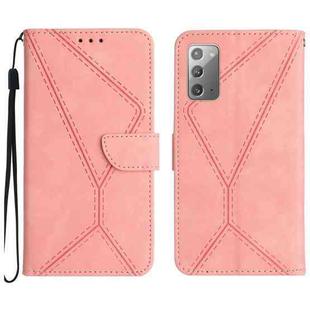 For Samsung Galaxy Note20 Stitching Embossed Leather Phone Case(Pink)