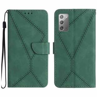 For Samsung Galaxy Note20 Stitching Embossed Leather Phone Case(Green)