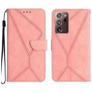 For Samsung Galaxy Note20 Ultra Stitching Embossed Leather Phone Case(Pink)