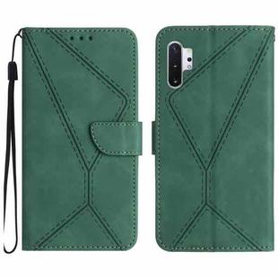 For Samsung Galaxy Note10+ Stitching Embossed Leather Phone Case(Green)