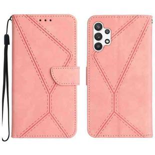 For Samsung Galaxy A13 4G Stitching Embossed Leather Phone Case(Pink)