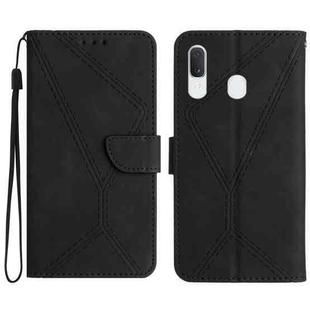 For Samsung Galaxy A20 / A30 Stitching Embossed Leather Phone Case(Black)