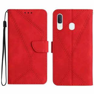 For Samsung Galaxy A20e / A10e Stitching Embossed Leather Phone Case(Red)