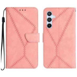 For Samsung Galaxy A24 4G Stitching Embossed Leather Phone Case(Pink)