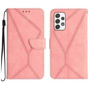 For Samsung Galaxy A33 5G Stitching Embossed Leather Phone Case(Pink)