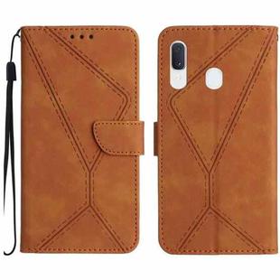 For Samsung Galaxy A40 Stitching Embossed Leather Phone Case(Brown)