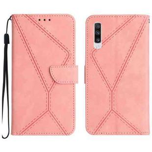 For Samsung Galaxy A50 / A50s Stitching Embossed Leather Phone Case(Pink)