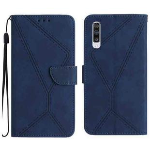 For Samsung Galaxy A50 / A50s Stitching Embossed Leather Phone Case(Blue)