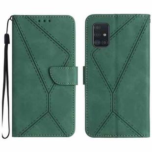 For Samsung Galaxy A51 4G Stitching Embossed Leather Phone Case(Green)