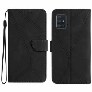 For Samsung Galaxy A51 5G Stitching Embossed Leather Phone Case(Black)